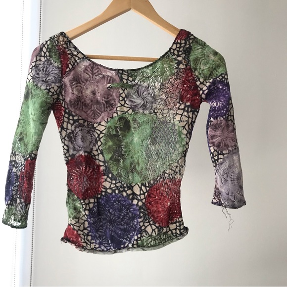 Jean Paul Gaultier Maille 90s vintage crochet sheer tattoo mesh top and skirt - Picture 8 of 9